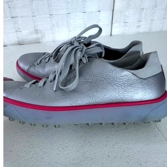 "ECCO" Women's,Golf Tray‎ Hydromax,Spikeless Shoes,Metallic Silver Orange Sz 38 - Picture 6 of 9